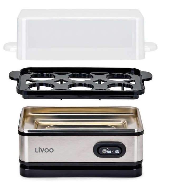 Cuiseur a oeufs - LIVOO - DOC290 - 400W - 6 oeufs - Acier inoxydable - Maintien au chaud - Support a oeufs, couvercle et verre d Cuiseur a oeufs - LIVOO - DOC290 - 400W - 6 oeufs - Acier inoxydable - Maintien au chaud - Support a oeufs, couvercle et verre d