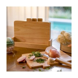 Set de 4 planches a découper - LIVOO - MES142 - Bois d'hévéa - Avec