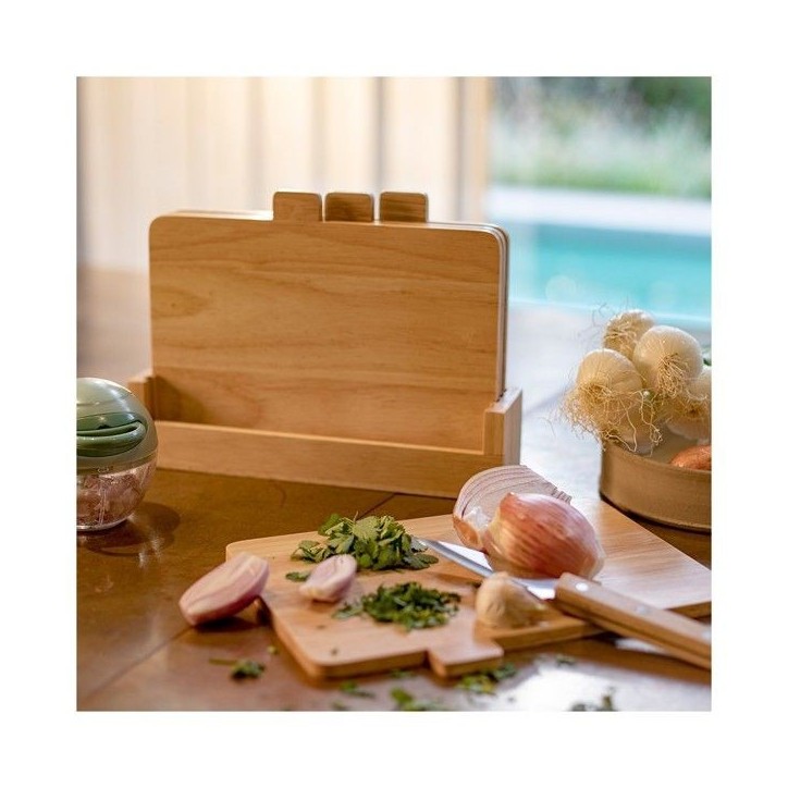 Set de 4 planches a découper - LIVOO - MES142 - Bois d'hévéa - Avec languettes 26 x 18 cm - Support de rangement Set de 4 planches a découper - LIVOO - MES142 - Bois d'hévéa - Avec languettes 26 x 18 cm - Support de rangement