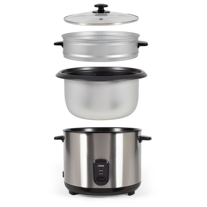 Cuiseur a riz et vapeur acier inoxydable - LIVOO - DOC293 - 1000W - 2,8L - Acier inoxydable - Maintien au chaud Cuiseur a riz et vapeur acier inoxydable - LIVOO - DOC293 - 1000W - 2,8L - Acier inoxydable - Maintien au chaud