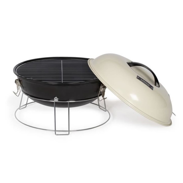 Barbecue a charbon portable - LIVOO - DOC301 - ø34 cm - Grille chromé - Hauteur 18 cm - Poignées - Loquets de sécurité Barbecue a charbon portable - LIVOO - DOC301 - ø34 cm - Grille chromé - Hauteur 18 cm - Poignées - Loquets de sécurité