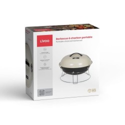 Barbecue a charbon portable - LIVOO - DOC301 - ø34 cm - Grille chrom