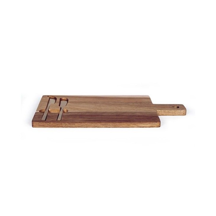 Plateau a fromage - LIVOO - MEC138 - Bois d'acacia FSC - 38 x 20 cm - 2 couteaux aimentés
