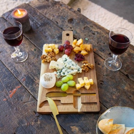 Plateau a fromage - LIVOO - MEC138 - Bois d'acacia FSC - 38 x 20 cm - 2 couteaux aimentés