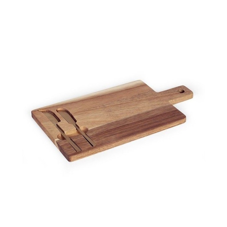 Plateau a fromage - LIVOO - MEC138 - Bois d'acacia FSC - 38 x 20 cm - 2 couteaux aimentés