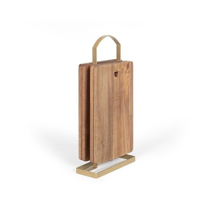 Set de 4 planches a découper - LIVOO - MES152 - Bois acacia FSC - 22 x 14 cm - Support métallique