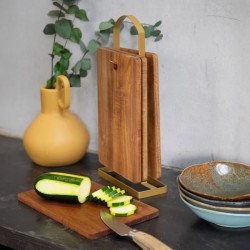 Set de 4 planches a découper - LIVOO - MES152 - Bois acacia FSC - 22