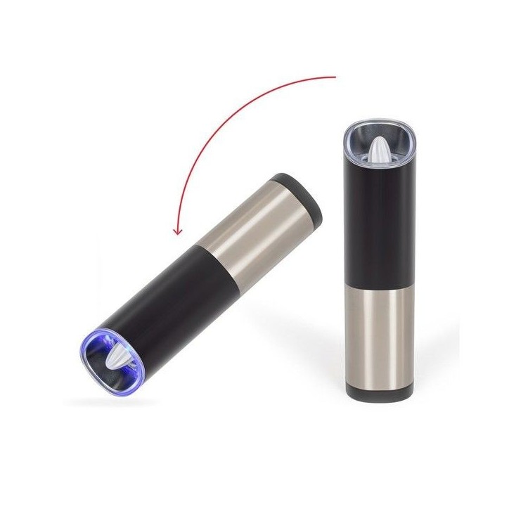 Moulin a épices - LIVOO - GS161 - 80 ml - Moulure réglable - LED bleue - Par gravité rechargeable
