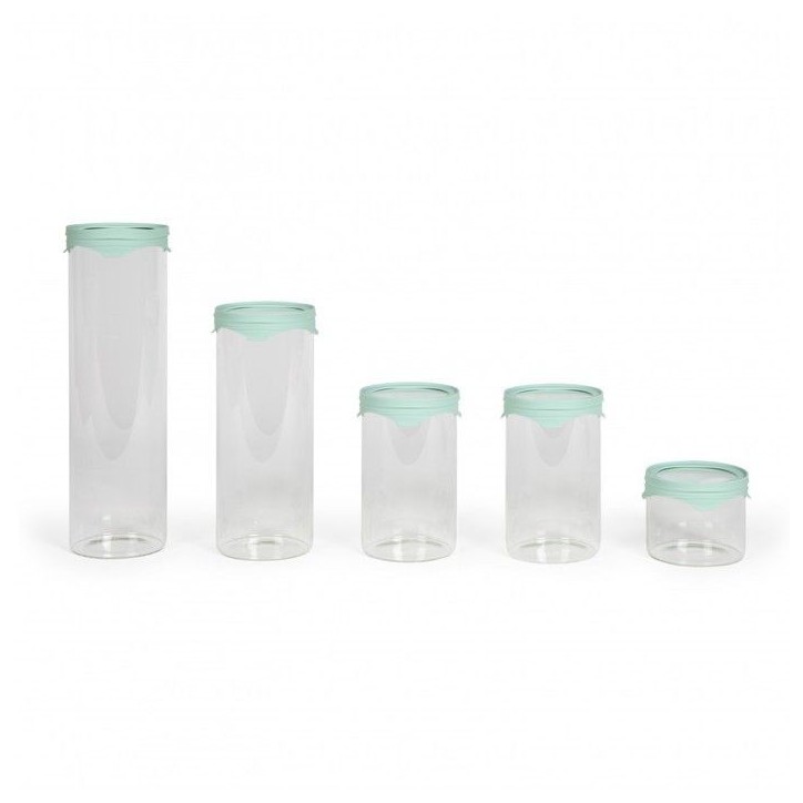 Set de 5 bocaux de conservation - LIVOO - MEN399 - 450 ml - Verre borosciliate - Couvercle en silicone et verre Set de 5 bocaux de conservation - LIVOO - MEN399 - 450 ml - Verre borosciliate - Couvercle en silicone et verre