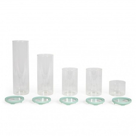 Set de 5 bocaux de conservation - LIVOO - MEN399 - 450 ml - Verre borosciliate - Couvercle en silicone et verre