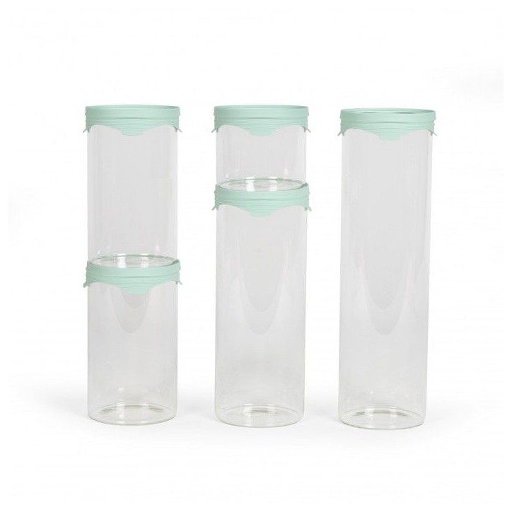 Set de 5 bocaux de conservation - LIVOO - MEN399 - 450 ml - Verre borosciliate - Couvercle en silicone et verre Set de 5 bocaux de conservation - LIVOO - MEN399 - 450 ml - Verre borosciliate - Couvercle en silicone et verre
