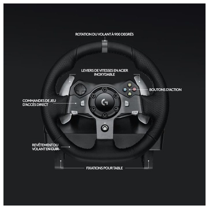 Volant de course et pédales G920 - Logitech G - Compatible Xbox serie X/S, One et PC