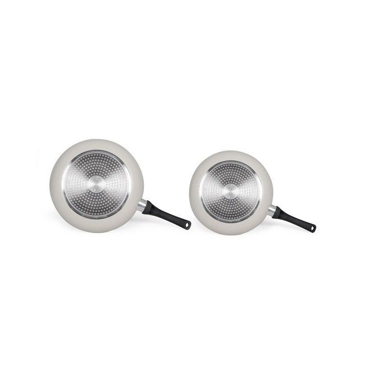 Set de 2 poeles aspect pierre - LIVOO - MEN124GR - Revetement antiadhésif - Ø 24 et 28 cm - Manche silicone - Tous feux