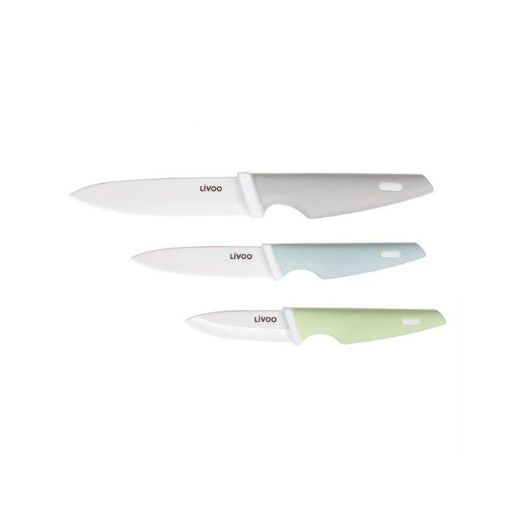 Bloc de 3 couteaux - LIVOO - MEC137 - 7,5 / 10 / 12,5 cm - Lame céramique - Compatible lave-vaisselle Bloc de 3 couteaux - LIVOO - MEC137 - 7,5 / 10 / 12,5 cm - Lame céramique - Compatible lave-vaisselle