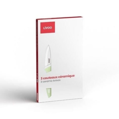 Bloc de 3 couteaux - LIVOO - MEC137 - 7,5 / 10 / 12,5 cm - Lame céramique - Compatible lave-vaisselle