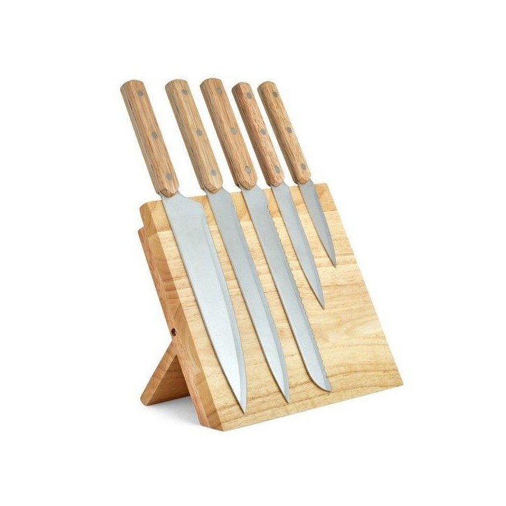 Set de 5 couteaux - LIVOO - MEC136 - 20 a 32,5 cm - Lame acier inoxydable - Support magnétique
