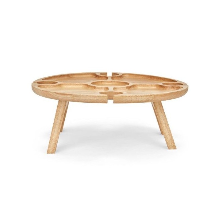 Plateau apéritif - LIVOO - MES150 - Bois d'hévéa - Plateau séparateur - 4 encoches pour verres - Pieds pliables Plateau apéritif - LIVOO - MES150 - Bois d'hévéa - Plateau séparateur - 4 encoches pour verres - Pieds pliables