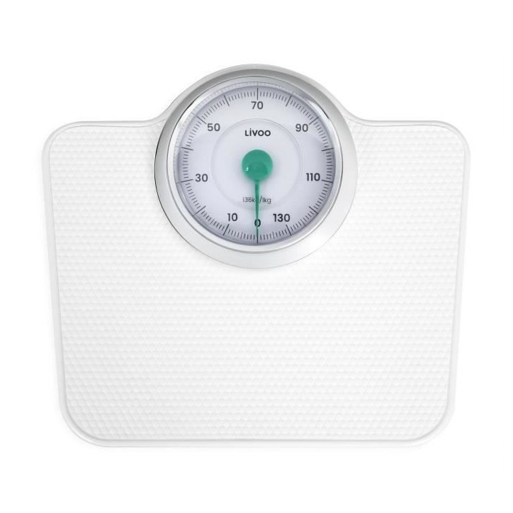 Pese-personne mécanique rétro - LIVOO - DOM490 - Sans pile - Max 136 kg - Métal antidérapant - Blanc Pese-personne mécanique rétro - LIVOO - DOM490 - Sans pile - Max 136 kg - Métal antidérapant - Blanc