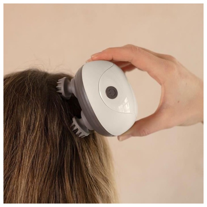 Masseur tete et cuir chevelu - LIVOO - DOS202 - 2 h - 96 picots - 4 tetes - 3 modes - IPX4 - Creme / Gris foncé Masseur tete et cuir chevelu - LIVOO - DOS202 - 2 h - 96 picots - 4 tetes - 3 modes - IPX4 - Creme / Gris foncé