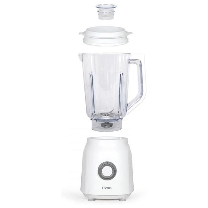 Blender - LIVOO - 1,5 L - 600 W - 22 000 tours/min - 2 vitesses - Turbo blanc Blender - LIVOO - 1,5 L - 600 W - 22 000 tours/min - 2 vitesses - Turbo blanc