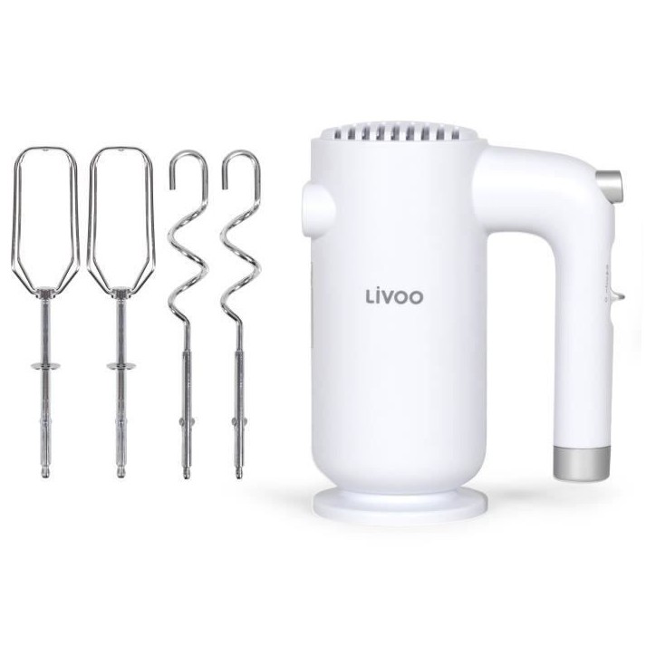Batteur électrique - LIVOO - 250 W - 5 vitesses - Fonction turbo - Blanc Batteur électrique - LIVOO - 250 W - 5 vitesses - Fonction turbo - Blanc
