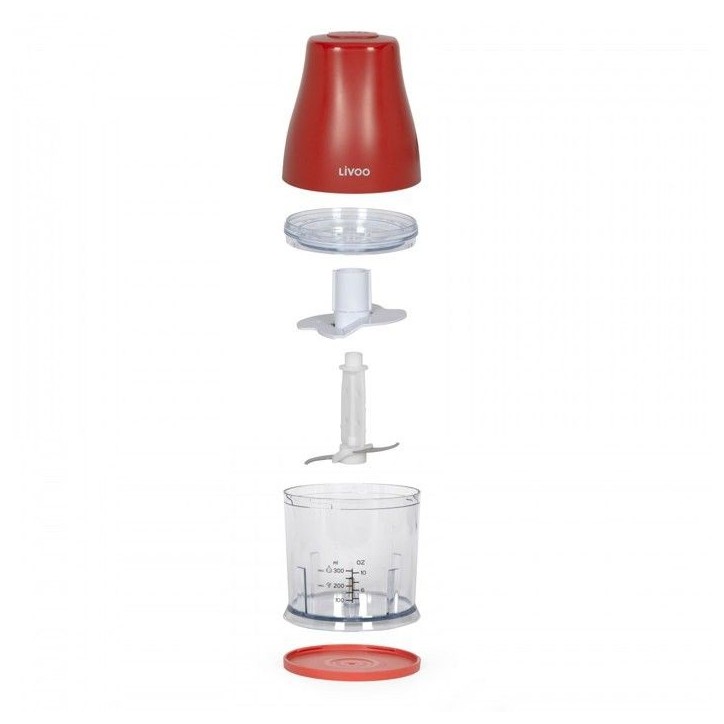Hachoir - LIVOO - DOP244R - 400W - 1 vitesse et turbo - Bol gradué 300 ml - 2 lames acier inoxydable Hachoir - LIVOO - DOP244R - 400W - 1 vitesse et turbo - Bol gradué 300 ml - 2 lames acier inoxydable
