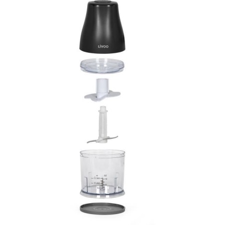 Hachoir - LIVOO - 300 ml - 400 W - 1 vitesse et fonction turbo - 2 lames en inox - Noir