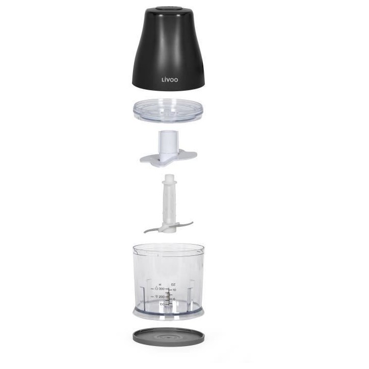 Hachoir - LIVOO - 300 ml - 400 W - 1 vitesse et fonction turbo - 2 lames en inox - Noir Hachoir - LIVOO - 300 ml - 400 W - 1 vitesse et fonction turbo - 2 lames en inox - Noir