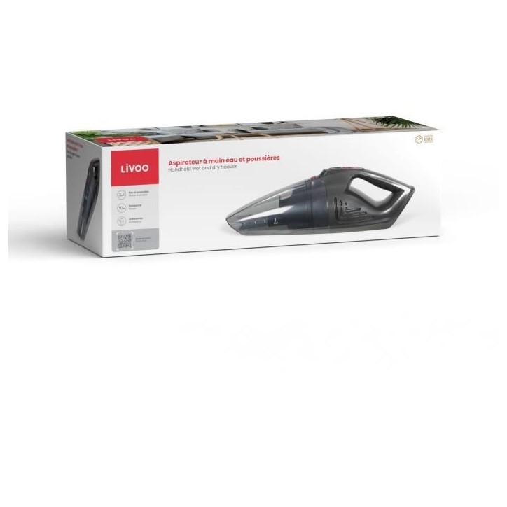 Aspirateur a main eau et poussieres - LIVOO - DOH137R - 70 W - 2 en 1 - Filtre lavable - Réservoir 150 / 550 ml - Gris / Rouge Aspirateur a main eau et poussieres - LIVOO - DOH137R - 70 W - 2 en 1 - Filtre lavable - Réservoir 150 / 550 ml - Gris / Rouge