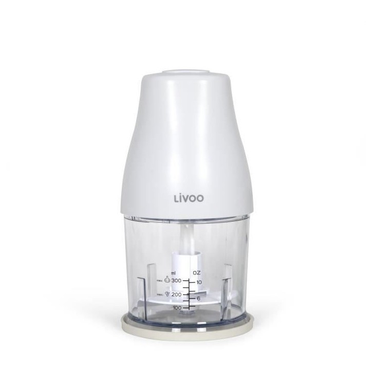 Hachoir - LIVOO - 300 ml - 400 W - 1 vitesse et fonction turbo - 2 lames en inox - Blanc Hachoir - LIVOO - 300 ml - 400 W - 1 vitesse et fonction turbo - 2 lames en inox - Blanc
