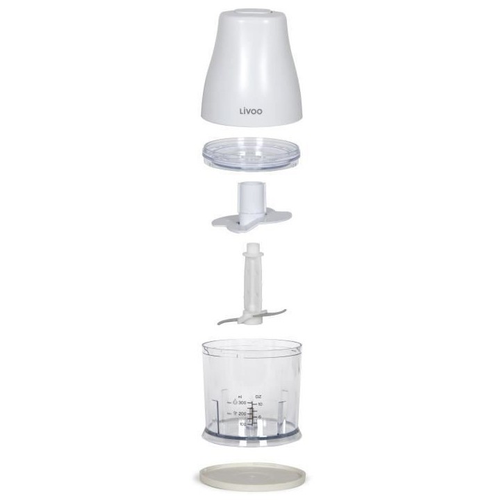 Hachoir - LIVOO - 300 ml - 400 W - 1 vitesse et fonction turbo - 2 lames en inox - Blanc Hachoir - LIVOO - 300 ml - 400 W - 1 vitesse et fonction turbo - 2 lames en inox - Blanc