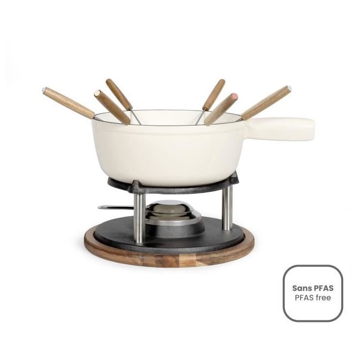 Service a fondue tradition - LIVOO - MEN426C - 2,6L - 6 personnes - Fonte émaillée - 6 fourchettes - Caquelon compatible tous