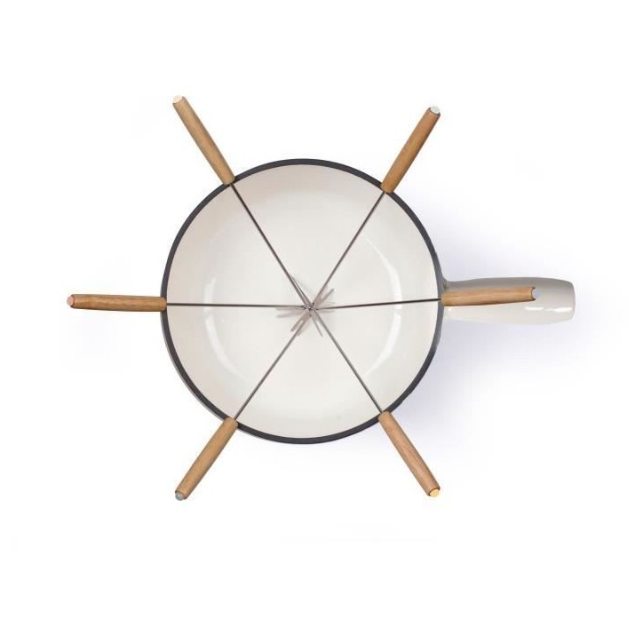 Service a fondue tradition - LIVOO - MEN426C - 2,6L - 6 personnes - Fonte émaillée - 6 fourchettes - Caquelon compatible tous