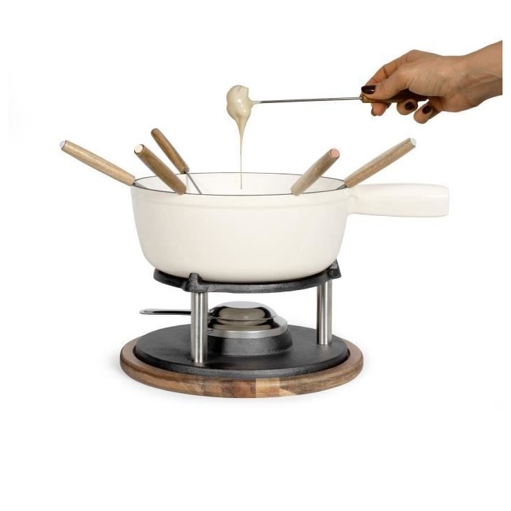 Service a fondue tradition - LIVOO - MEN426C - 2,6L - 6 personnes - Fonte émaillée - 6 fourchettes - Caquelon compatible tous