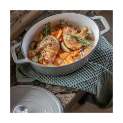 Cocotte ovale - LIVOO - MEP129G - 4,5 L - Fonte émaillée - Couvercle