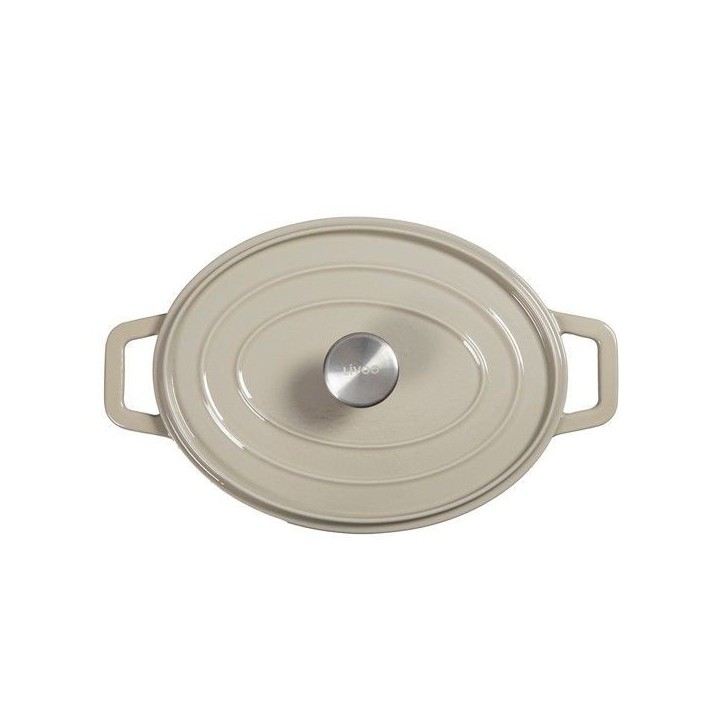Cocotte ovale - LIVOO - MEP129G - 4,5 L - Fonte émaillée - Couvercle avec picots - Tous feux - 29 x 22 cm Cocotte ovale - LIVOO - MEP129G - 4,5 L - Fonte émaillée - Couvercle avec picots - Tous feux - 29 x 22 cm