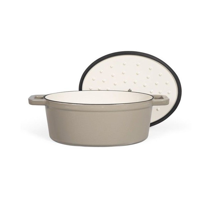 Cocotte ovale - LIVOO - MEP129G - 4,5 L - Fonte émaillée - Couvercle avec picots - Tous feux - 29 x 22 cm Cocotte ovale - LIVOO - MEP129G - 4,5 L - Fonte émaillée - Couvercle avec picots - Tous feux - 29 x 22 cm