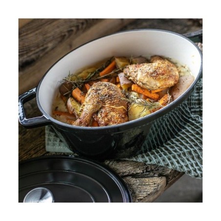 Cocotte ovale - LIVOO - MEP129N - 4,5 L - Fonte émaillée - Couvercle avec picots - Tous feux - 29 x 22 cm
