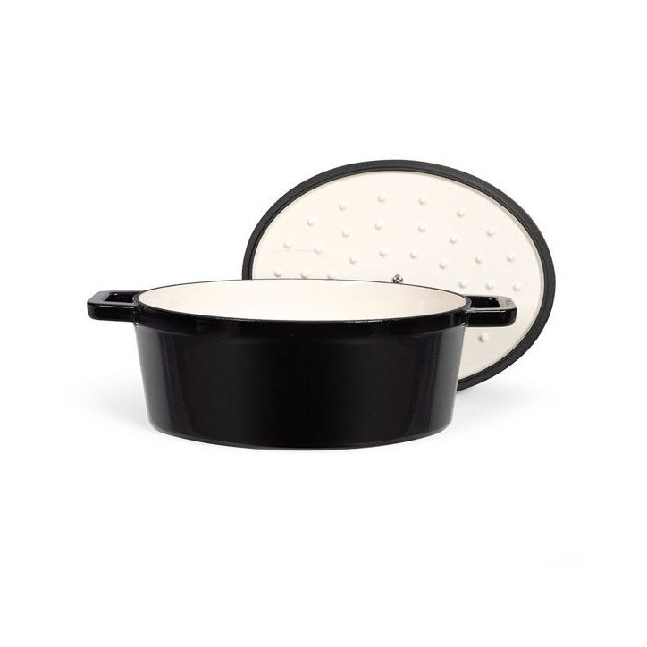 Cocotte ovale - LIVOO - MEP129N - 4,5 L - Fonte émaillée - Couvercle avec picots - Tous feux - 29 x 22 cm Cocotte ovale - LIVOO - MEP129N - 4,5 L - Fonte émaillée - Couvercle avec picots - Tous feux - 29 x 22 cm