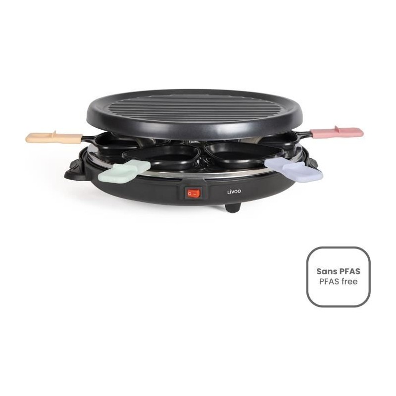 Appareil a raclette 6 personnes - LIVOO - DOC207P - 800W - 6 personnes