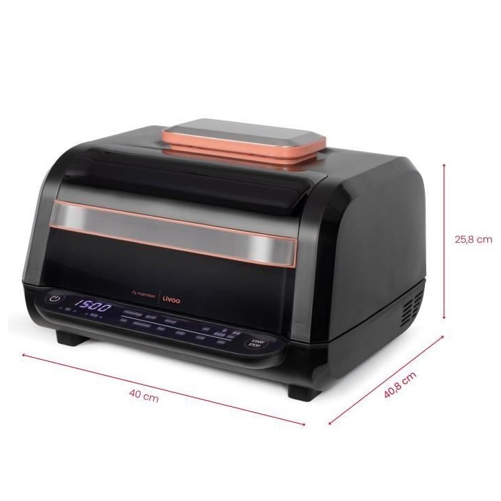 Friteuse sans huile et grill - LIVOO - Livoo x Marmiton - DOC305 - 6 L - 1500-1700 W - 2 en 1 - 8 programmes - 4 réglages de ch Friteuse sans huile et grill - LIVOO - Livoo x Marmiton - DOC305 - 6 L - 1500-1700 W - 2 en 1 - 8 programmes - 4 réglages de ch