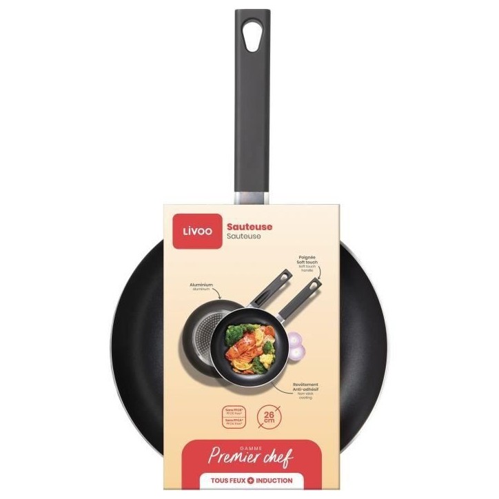 Faitout - LIVOO - MEP150R - 24 cm - Antiadhésif sans PFOA ni PFOS - Poignées silicone - Tous feux dont induction Faitout - LIVOO - MEP150R - 24 cm - Antiadhésif sans PFOA ni PFOS - Poignées silicone - Tous feux dont induction