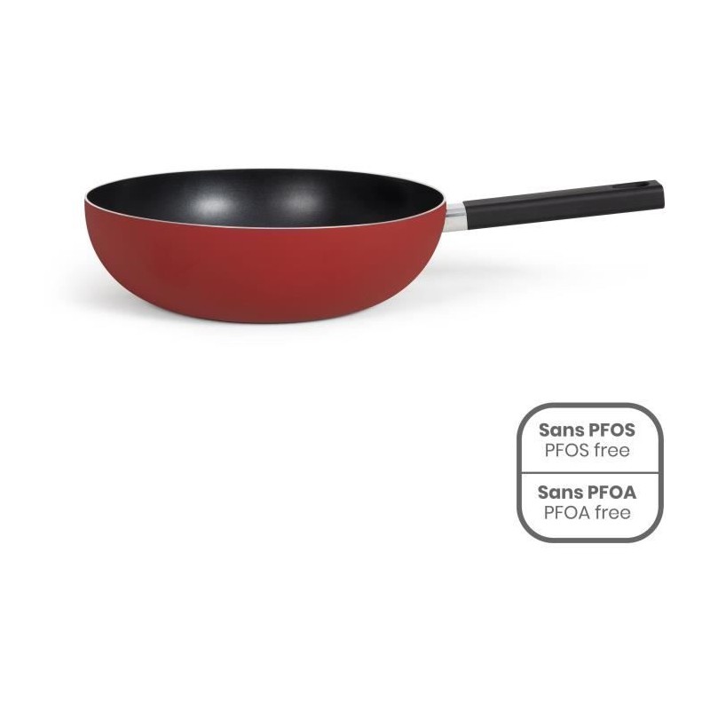 Wok - LIVOO - MEP156R - 32 cm - Antiadhésif sans PFOA ni PFOS - Manch Wok - LIVOO - MEP156R - 32 cm - Antiadhésif sans PFOA ni PFOS - Manch