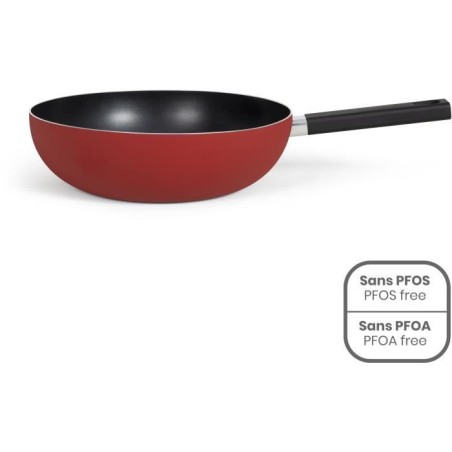 Wok - LIVOO - MEP156R - 32 cm - Antiadhésif sans PFOA ni PFOS - Manch