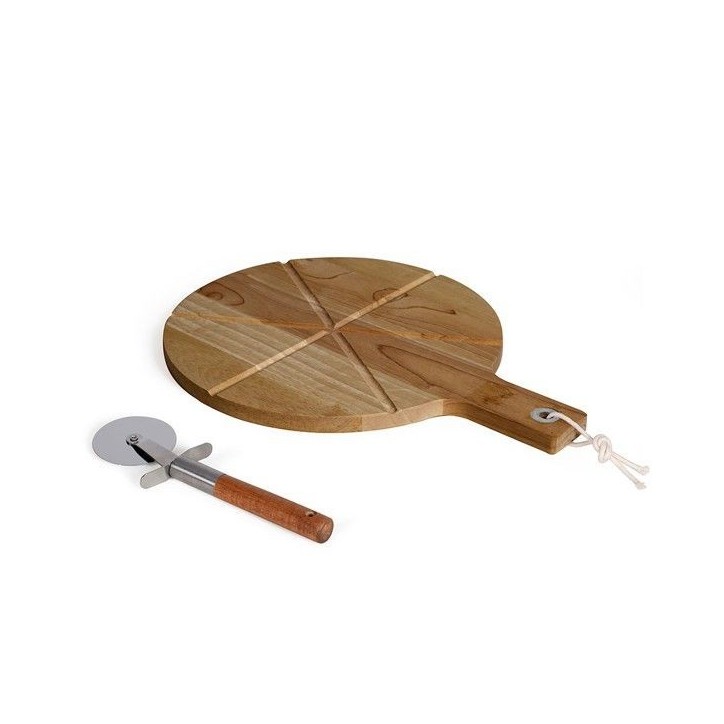 Set a pizza - LIVOO - MES158 - Bois acacia - 30 x 45 cm - 1 roulette a pizza - Poignée avec trou de suspension Set a pizza - LIVOO - MES158 - Bois acacia - 30 x 45 cm - 1 roulette a pizza - Poignée avec trou de suspension