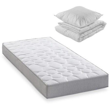 Pack matelas 90x190 cm + couette + oreiller - 330 Ressorts ensachés -