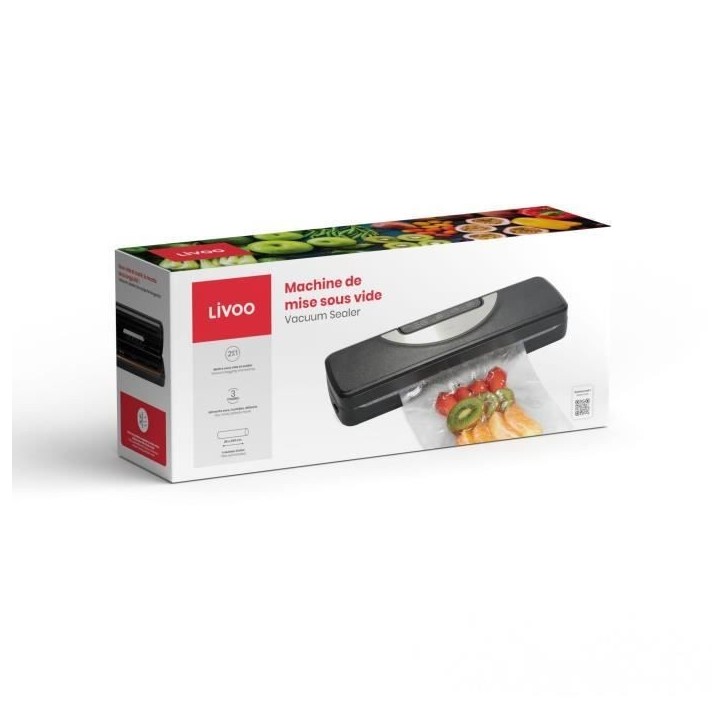 Machine de mise sous vide - LIVOO - DOM504 - 110W - 2 fonctions - 3 modes selon l'aliment - Rouleau de film inclus - Cutter int Machine de mise sous vide - LIVOO - DOM504 - 110W - 2 fonctions - 3 modes selon l'aliment - Rouleau de film inclus - Cutter int