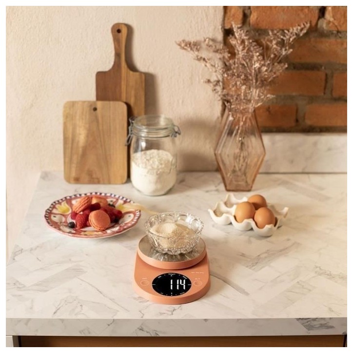 Balance de cuisine électronique - LIVOO - DOM493T - Max. 5 kg - 4 unités de mesure - Touches sensitives - Ecran LCD rétroécl