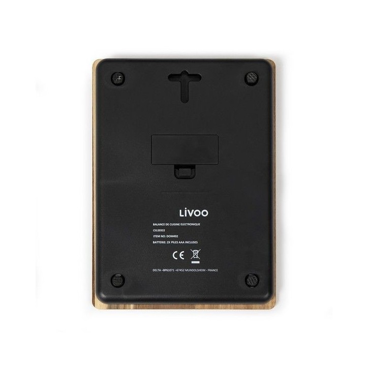 Balance de cuisine électronique - LIVOO - DOM492 - Plateau acacia - Max. 5 kg - 4 unités de mesure - Ecran LCD Balance de cuisine électronique - LIVOO - DOM492 - Plateau acacia - Max. 5 kg - 4 unités de mesure - Ecran LCD
