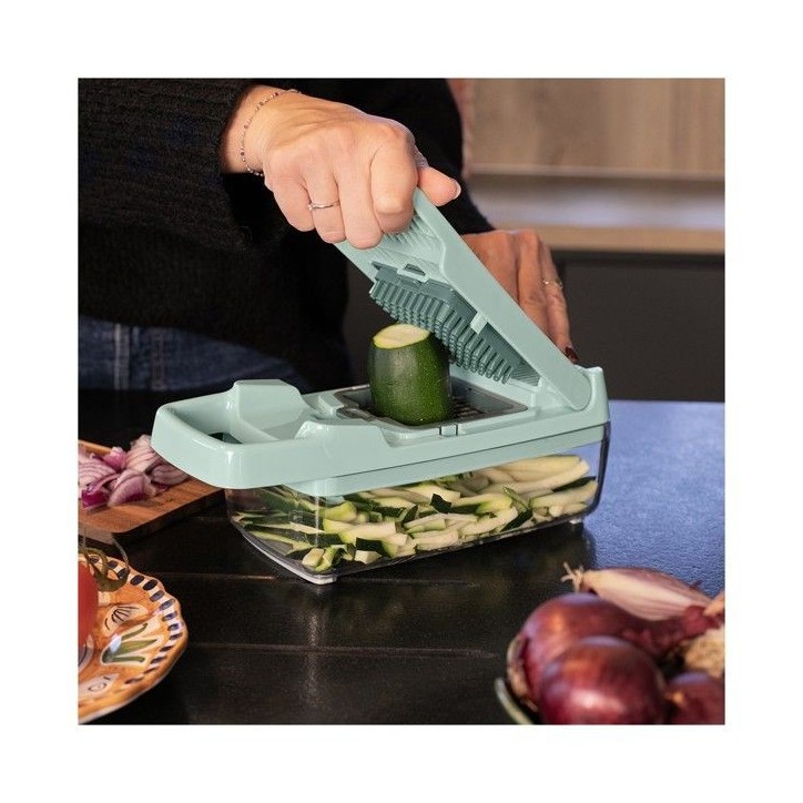 Mandoline multifonction - LIVOO - MEN435 - 8 lames acier inoxydable - Bac de récupération 1,5 L - Compatible lave-vaisselle